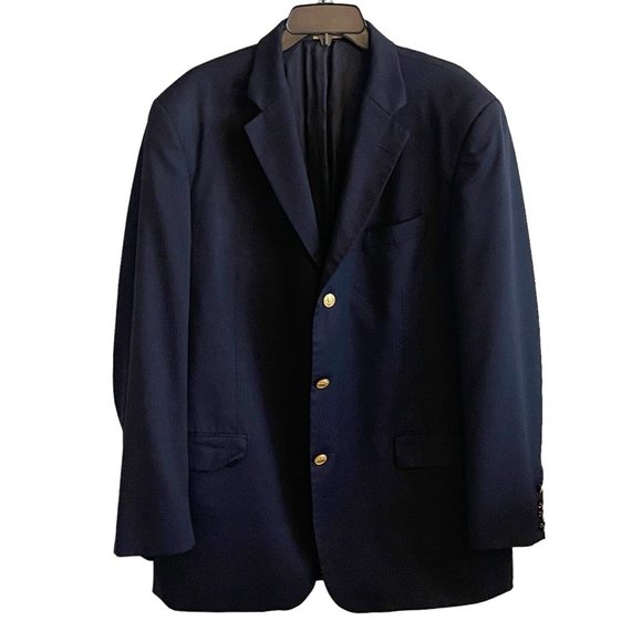 Brooks Brothers Other - Brooks Brothers 346 Black Gold Button 100% Wool Blazer Dress Jacket Size 44L
